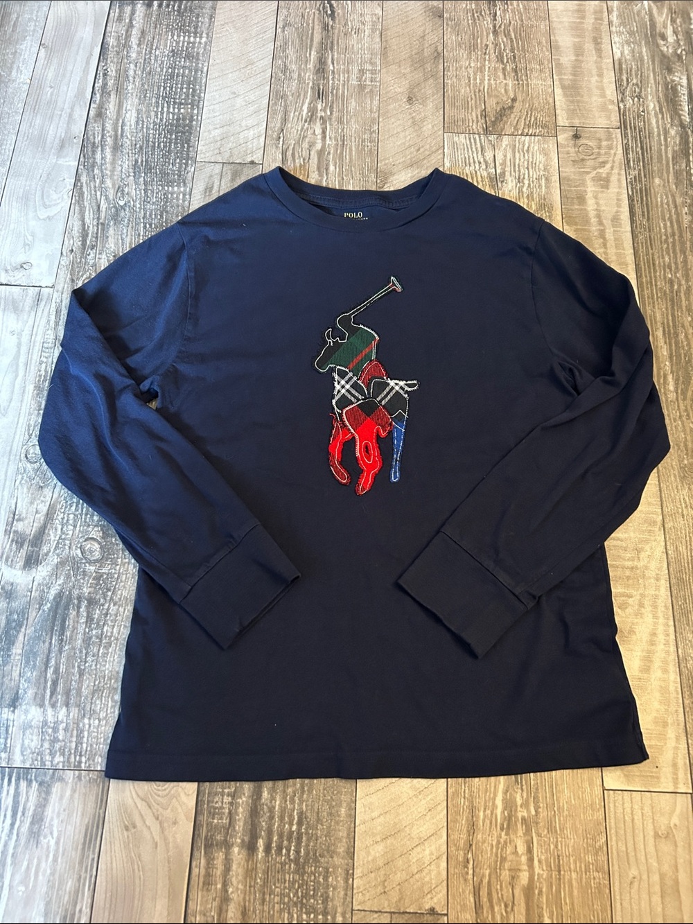 Polo by Ralph Lauren Navy Long-Sleeve Tee with Multicolor Polo Player Patch